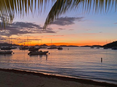 a sunset over a body of water