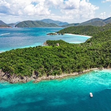 an island in the middle of a body of water